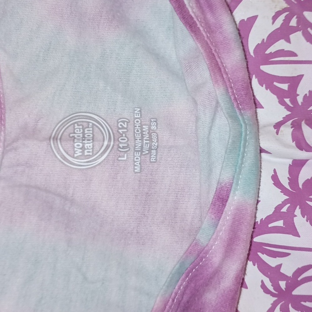 Wonder Nation Purple, Pink & White Palm Tree Tank Top & Short Set - Picture 3 of 4